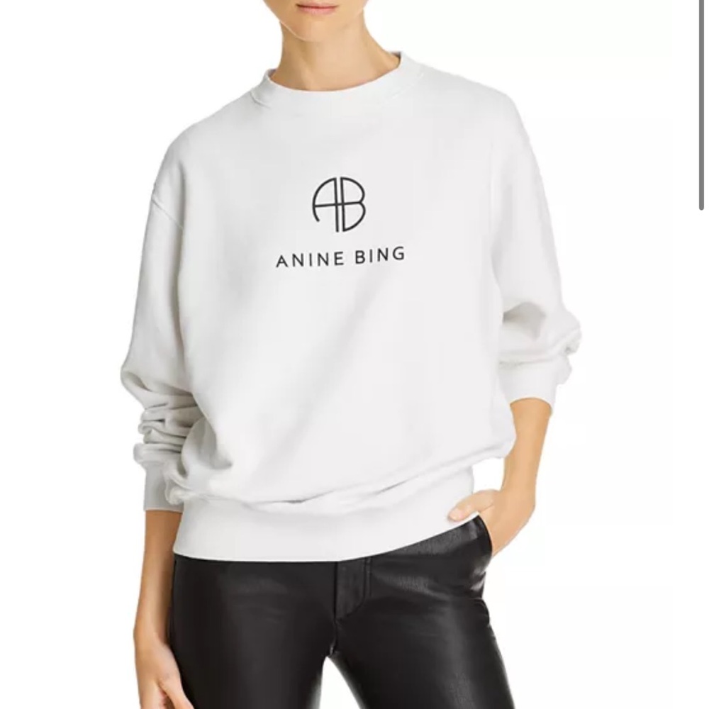 Anine Bing Ramona Sweatshirt White, size small